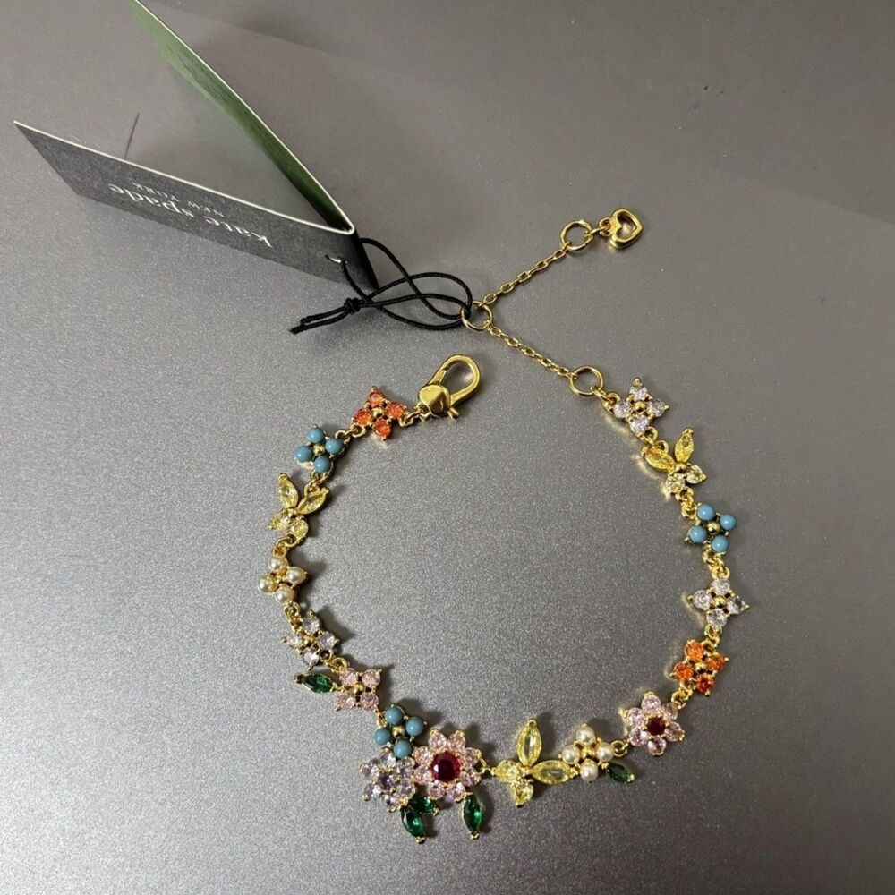Kate Spade Women's Bracelet Gold-Plated Colorful Floral Bracelet
